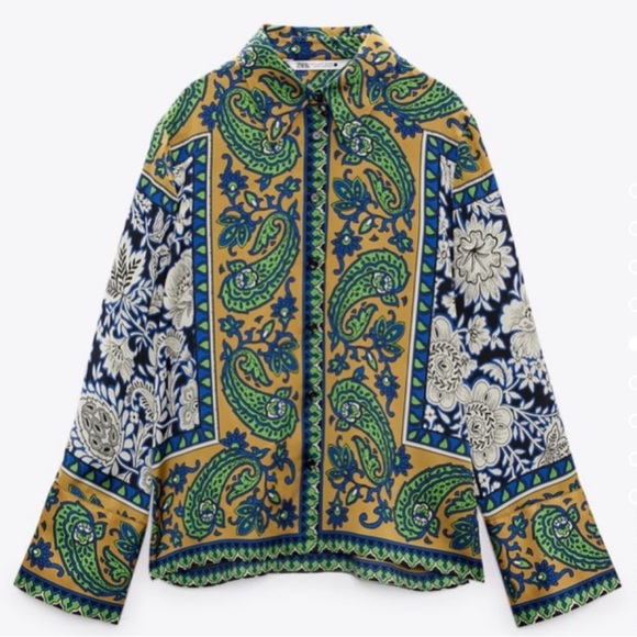 Zara Flowy Printed Shirt Small - Picture 1 of 8